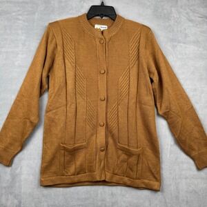 Artesania Alvazani Women's Brown‎ Knit Button Up Cardigan Sweater Medium